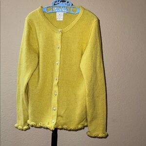 Crewcuts 100% Cashmere Button-Up Girl’s Sweater Chartreuse Green Size XL
